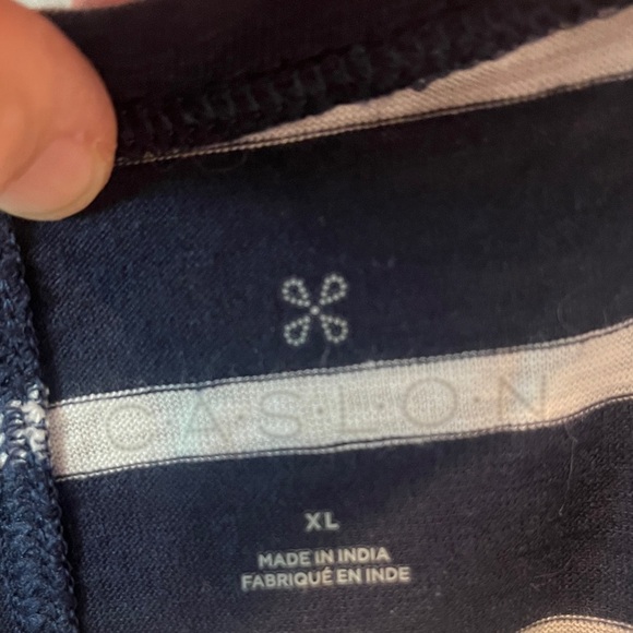 Caslon Raglan Cotton Blend Navy and White Long Sleeve Striped Top NWT - Picture 12 of 13
